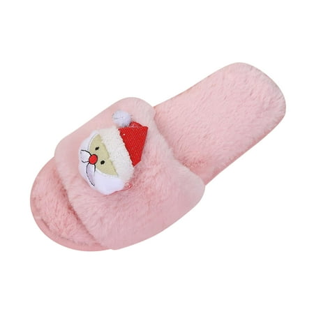 

knqrhpse Women s Slippers Christmas Slippers ladies fashion solid color cartoon christmas decoration plush flat cotton House Slippers for Woman Fuzzy Slippers Cute Slippers