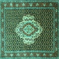 thumbnail image 1 of Ahgly Company Indoor Square Medallion Turquoise Blue Traditional Area Rugs, 3' Square, 1 of 4