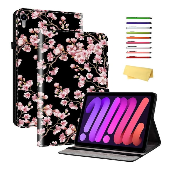 Allytechgroup Case for iPad (A16) 11th Generation 11 inch 2025 with Stand/Pencil Holder/Card Pockets/Magnetic Smart PU Leather Folio Stand Wallet shockproof Cover [Auto Wake/Sleep], Pink Plum Blossom