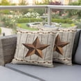 thumbnail image 4 of Vintage Country Pillow Covers 2 Pack Rusty Metal Star Berry and Vine Wooden Planks Pillowcase Waterproof Outdoor Throw Pillow Cover for Patio Garden Square Cushion 26”x26”, 4 of 9