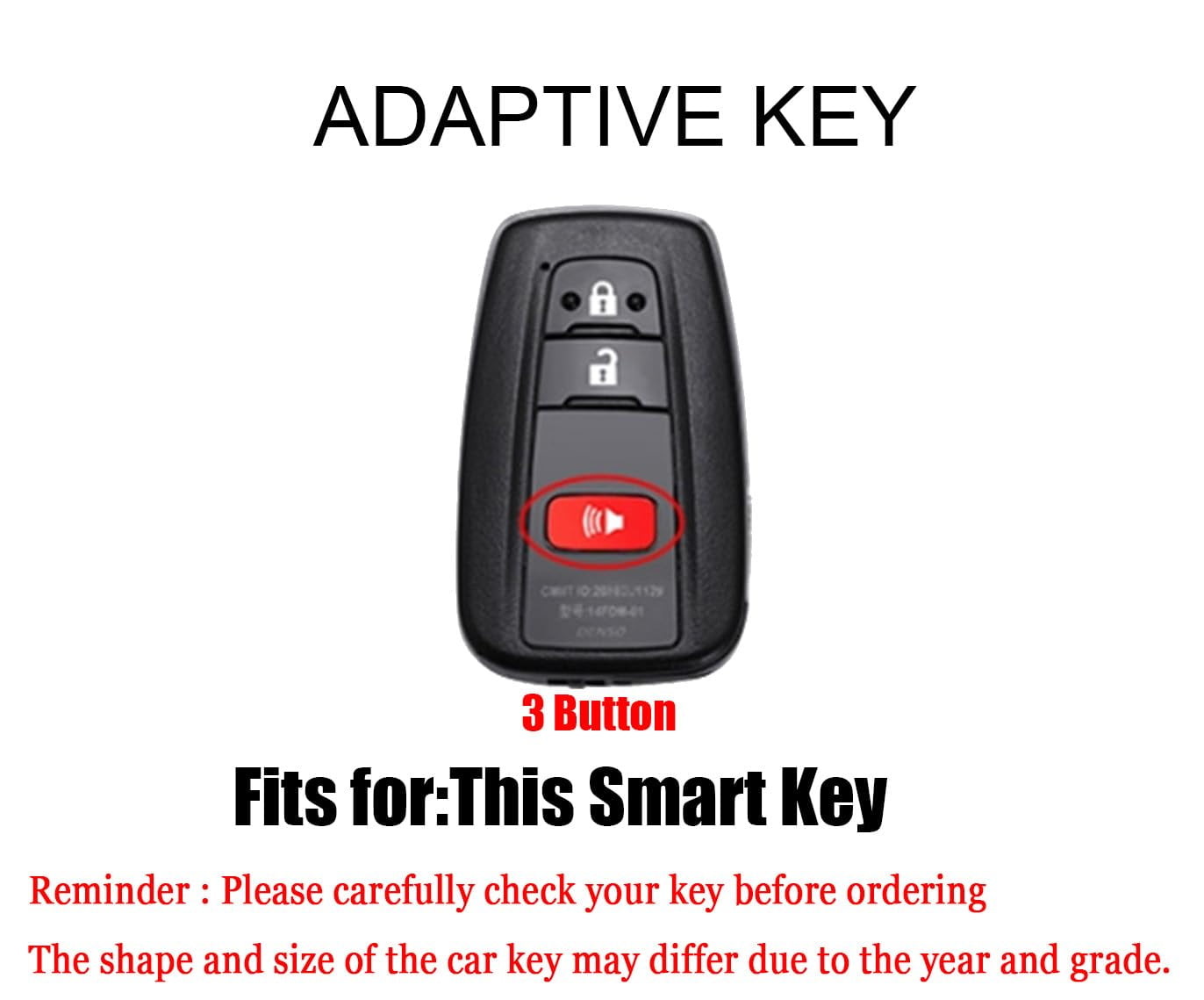 3 Button Key Fob Cover Compatible with Toyota 4Runner 2016-2024 RAV4 Camry Prius Prado Key Leather & Alloy Key Cover Accessories with Keychians