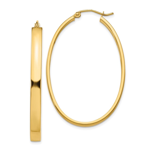 Boucles d'Oreilles Ovales en Or Jaune 14k