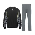 thumbnail image 3 of Men's 2Pc V Neck Tracksuit, 4 Way Stretch Reflective for Gym Running Black Dark Gray M, 3 of 8