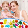 thumbnail image 2 of Frutas y verduras cortadas de madera como juguetes de cocina, simulación de juguetes educativos para niños en edad preescolar, niños pequeños, niñas, apto para niños de 2 años, regalos para el Día, 2 of 8