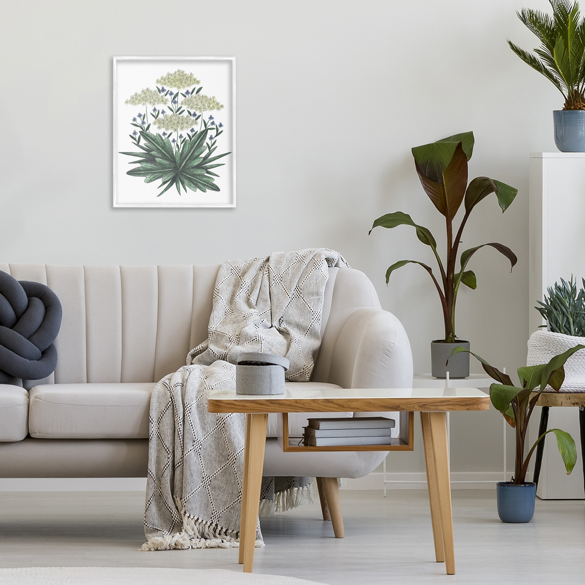 New Roots Vintage Sketch White Framed Giclee Art, design by Cecilia Battaini