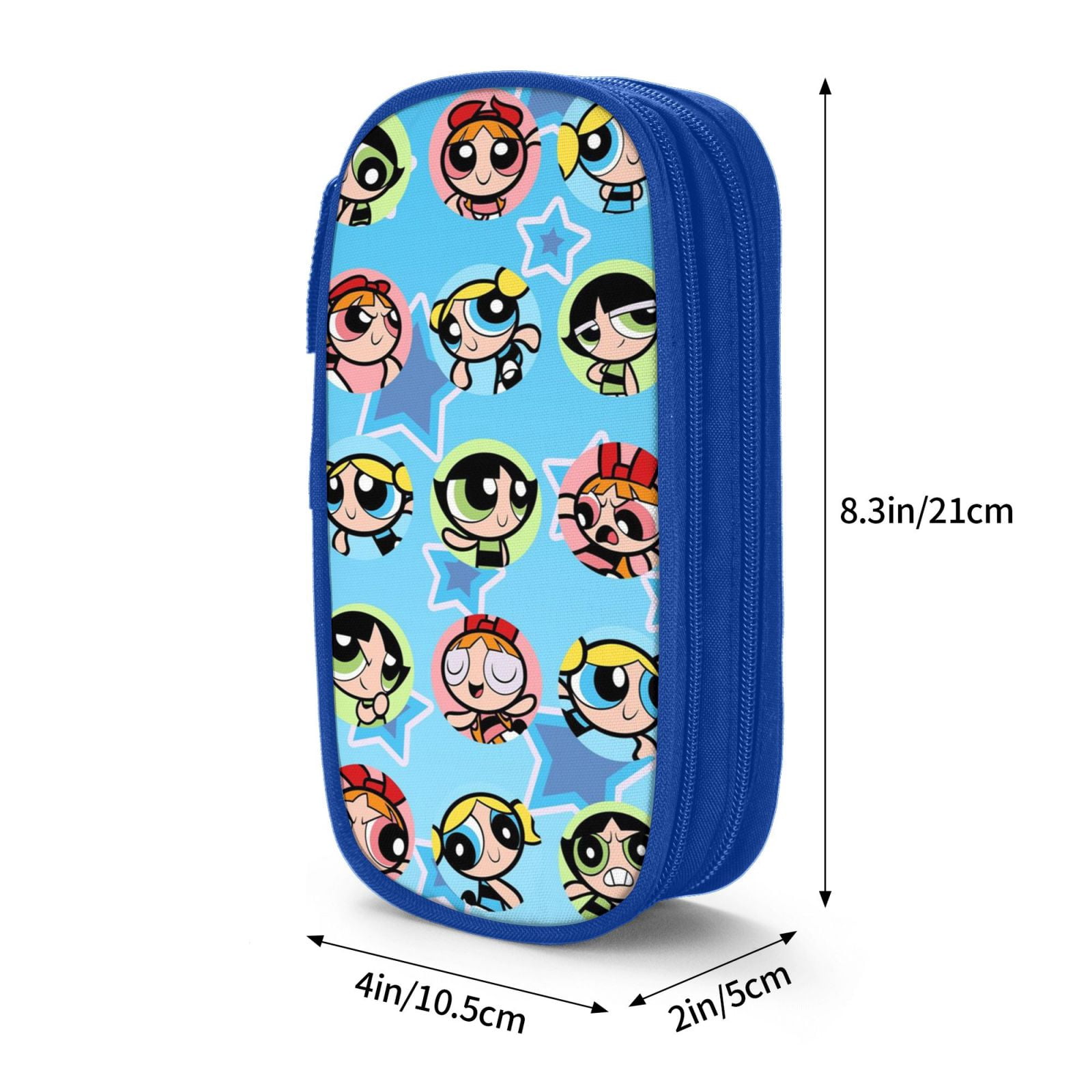 The Powerpuff Gi-rls Pencil Case Large Capacity Pencil Pouch Penbag Office Stationery Organizer Travel Makeup Bag Blue
