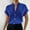 Blue, variant on Women's Fashion V Neck Solid Button Short Sleeve Shirt Long Length T Shirt Clothes for Women Womens Short Sleeve V Neck Shirts Rayon Tops for Women Womens Long Sleeve Summer Tops Summer Tops Long