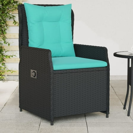 vidaXL Reclining Patio Chairs 2 pcs Black Poly Rattan