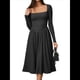 thumbnail image 1 of Vestido Midi Informal de Larga con Cuello Cuadrado para Mujer, Moda de y Otoño Negro S, 1 of 10