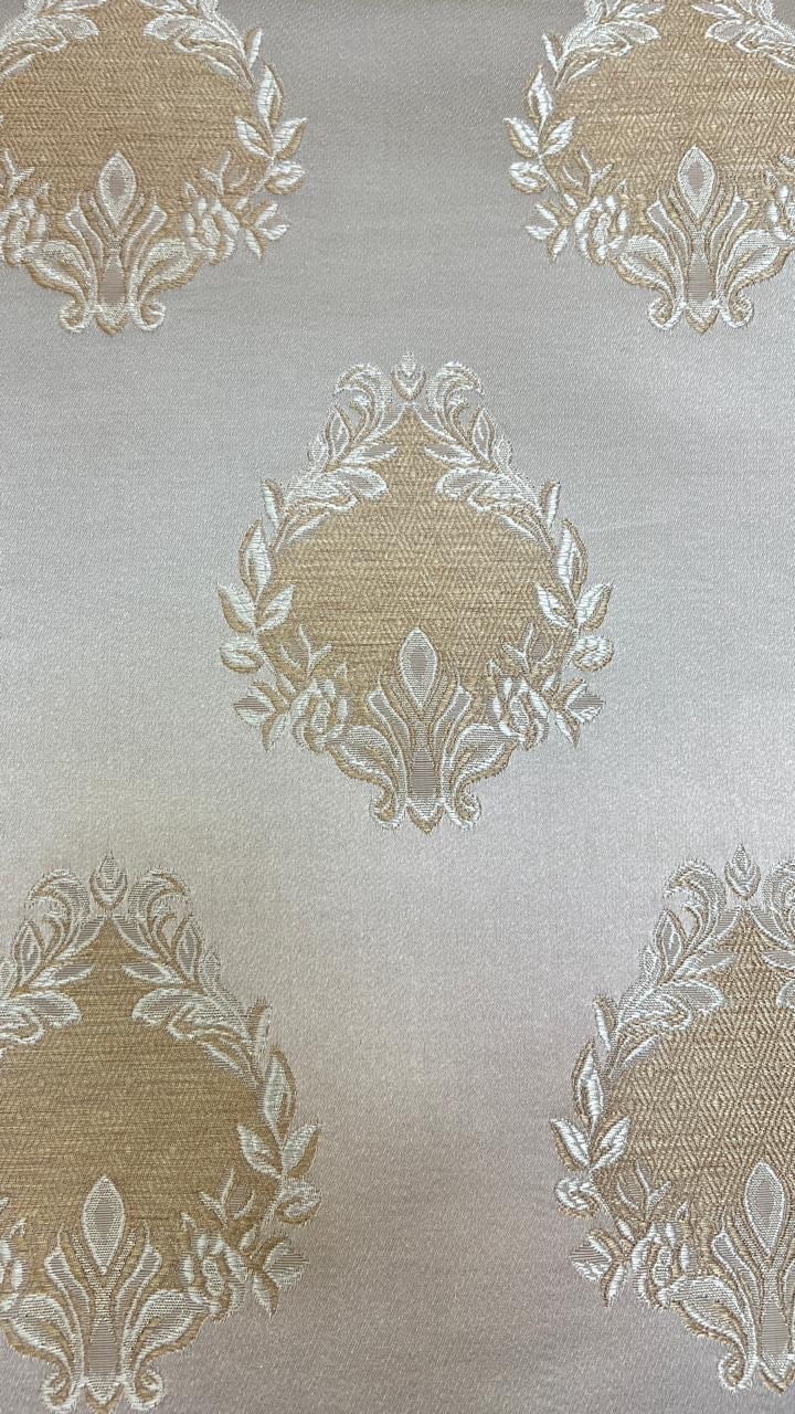 Decora Furnishings Luxurious Woven Jacquard Damask Motif Heavy Furnishing Fabric for Upholstery, Sofa, Chair, Cushion Covers, Head Board - Width 54 inches - Fabric by The Yard (Cream)