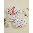 thumbnail image 4 of Suealasg Kids Boys Summer Clothes Set 6M 1T 2T 3T 4T Short Sleeve Dinosaur Print Hooded T-shirt Tops and Elastic Waist Shorts 2Pcs Beach Causal Outfits for Little Boys, 4 of 9
