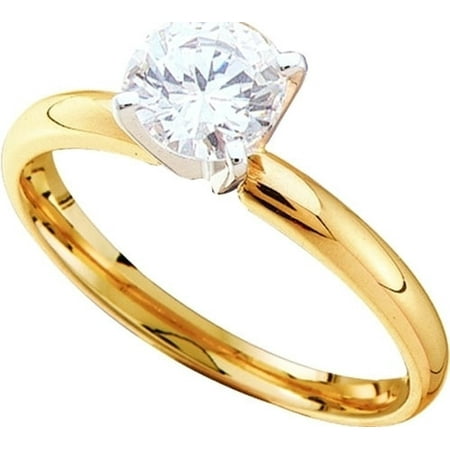 Diamond Ring Mounting - 14K Yellow Gold Two Tone 0.75ctw Shiny 4 Prong Diamond Semi mount Solitaire Ring