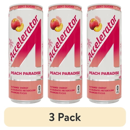 (3 pack) Accelerator Peach Paradise Energy Drink, 12 fl oz can