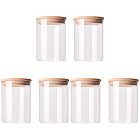 6Pack Glass Jars with Airtight Bamboo Lids, Glass Kitchen Canisters for Food Storage of Cookie, Candy, Spices,10 OZ