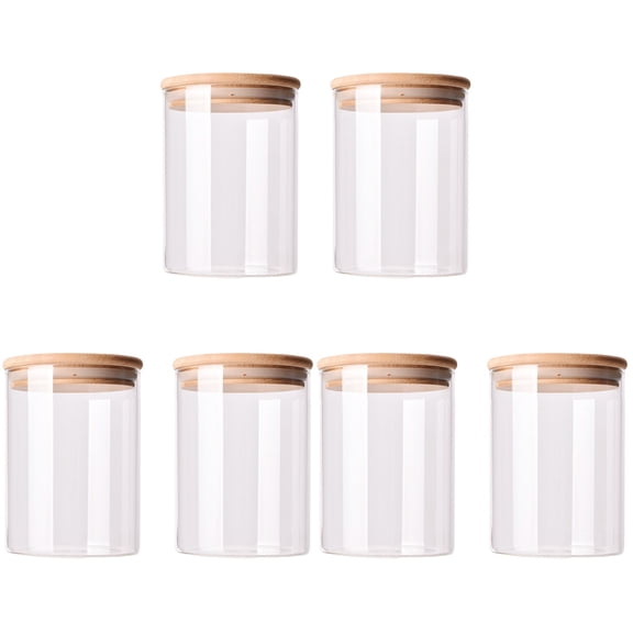 6Pack Glass Jars with Airtight Bamboo Lids, Glass Kitchen Canisters for Food Storage of Cookie, Candy, Spices,10 OZ