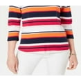 thumbnail image 3 of Charter Club Women's Pima Cotton Button Shoulder Stripe Top Pink Size Medium, 3 of 3