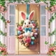 thumbnail image 5 of Cubierta de puerta de bienvenida de conejo, decoración de fondo de puerta de Feliz Pascua rosa, letrero de bienvenida para puerta de entrada de Pascua para recuerdos de fiesta de Feliz Pascua, 5 of 6