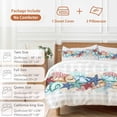 thumbnail image 6 of 3 Piece Summer Starfish Duvet Cover Set Queen Size,Microfiber Comforter/Quilt Cover with Corner Ties and 2 Pillowcases,Blue Coral Beach Couch Coastal Grey Plaid All Season Bedding with Zipper Closure, 6 of 8