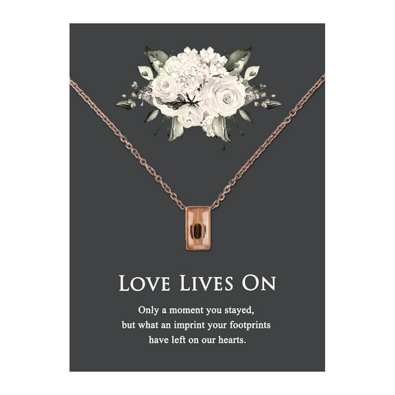 Anavia Mini Cube Cremation Jewelry Stainless Steel Keepsake Memorial Urn Necklace for Human with"Love Lives On" Comfort Card-[Rose Gold]