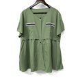 thumbnail image 3 of Women's Short Sleeve Button Front Pocket Babydoll Tunic Top, 3 of 4