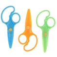 thumbnail image 1 of Tijeras para niños de 3 piezas, tijeras de dibujos animados de seguridad de plástico, corte de papel de arte para bebés, tijeras de arte educativo para niños, manualidades (3 colores) WD.WDQZL Hogar, 1 of 6
