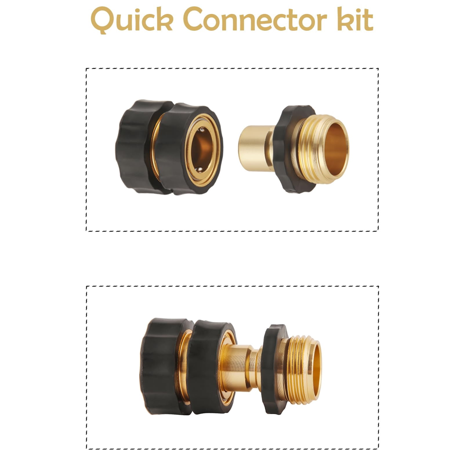 BILAL 6 Set Quick Connect Hose Fittings for Garden Hose Quick Connector with Gasket, 3/4 Inch GHT Male and Female Attachment Quick Release Water Hose Adapter