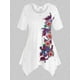 thumbnail image 2 of Talla grande Impresión floral con cordones de cordones. Rosegal Camisetas tallas grandes, 2 of 5