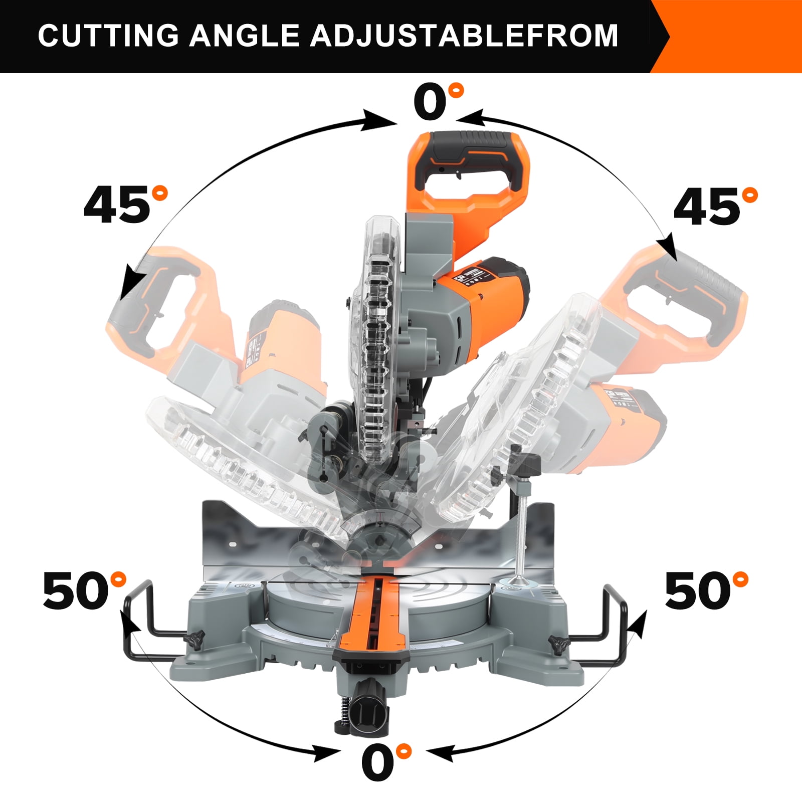 PRO 12-Inch Double Slope Sliding Composite Oblique Saw, 5000RPM, 15A Power Miter Saw, with Expansion Table and LED Shadow Line