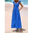 thumbnail image 3 of Vestido PRETTYGARDEN Cuello Cuadrado Fruncido con Ojal Azul XXL, 3 of 8