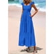 thumbnail image 3 of Vestido PRETTYGARDEN Cuello Cuadrado Fruncido con Ojal Azul XXL, 3 of 8