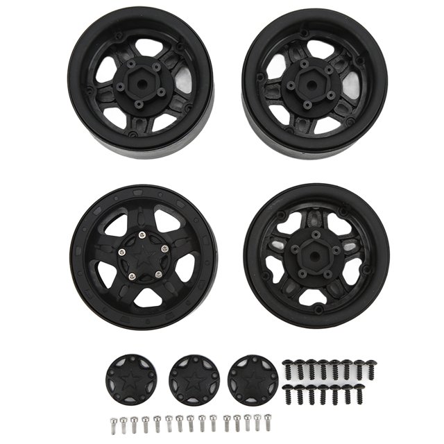 4 ruedas de plástico para coche RC para coche de control remoto 1/10 para AXIAL SCX10 90046 negro