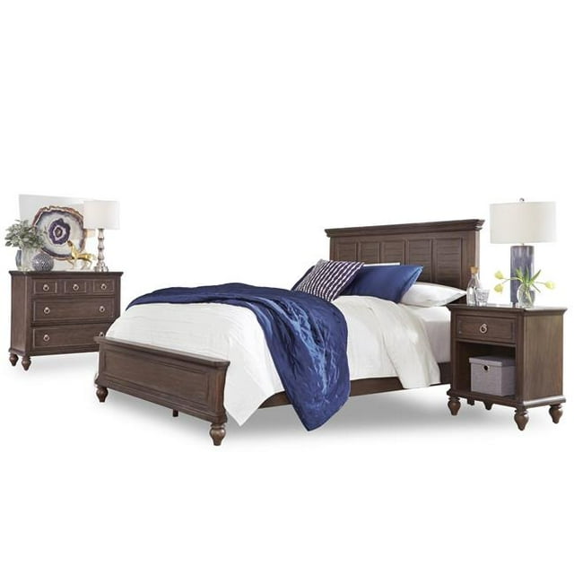 Homestyles 5503-5021 Marie Lit Grand Size avec Table de Chevet et Poitrine&44; Brun