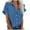 Womens Tops Blue, variant on Blouses for Women Dressy Casual Eyelet Tops Cuffed Short Sleeve Button Down Collared Shirts Loose Solid Color Comfy Lapel Basic T-Shirts with Pockets
