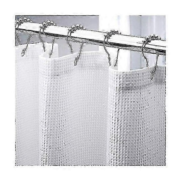 180*210cm Extra Long Waffle Shower Curtain, Heavy Duty Fabric Shower Curtains with Waffle Weave Hotel Quality Bathroom Shower Curtains