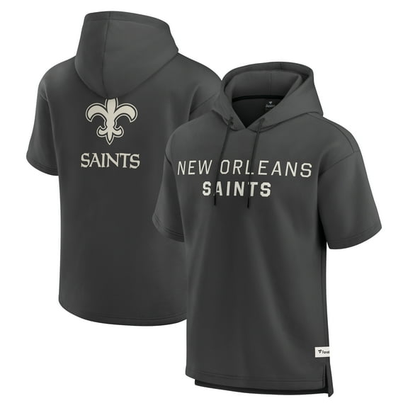 Men's Fanatics Charcoal New Orleans Saints Elements Future Ground Lettering Short Sleeve Pullover Hoodie