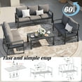 thumbnail image 4 of MRUAKA Aluminum Patio Furniture Set, 6 Pcs Modern Outdoor Sofa Sets, Outdoor Sectional Patio Conversation Set with Coffee Table for Backyard, Poolside, Dark Grey, 4 of 10