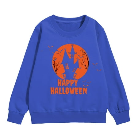 

Toddler Girl Sweatshirt Tops Toddler Printed Sweatshirt Kids Long Sleeve Round Neck Tops Autumn Casual Loose Pullover Blue 5-6 Years