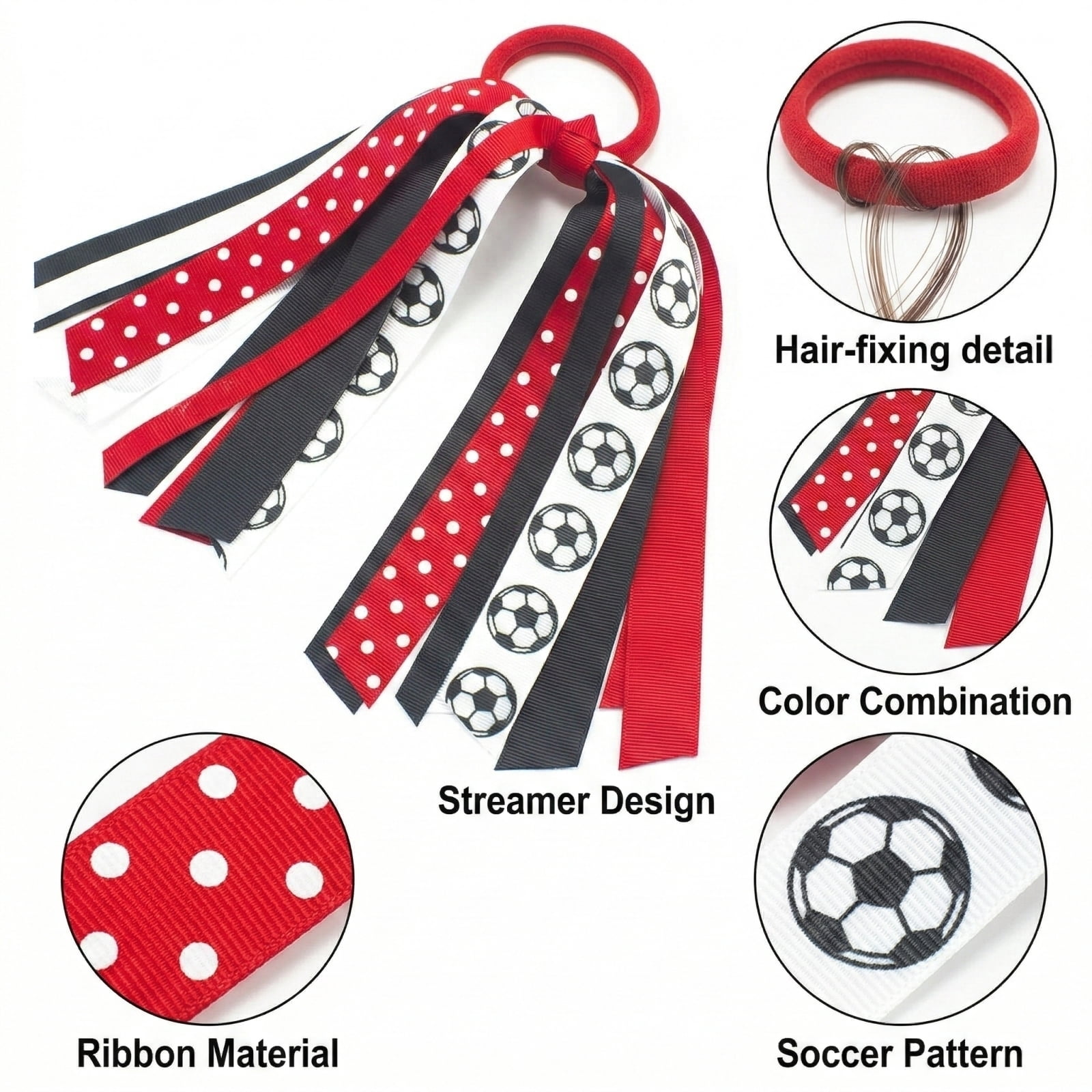 Cheerleading Hair Streamers Sports Ribbon Scrunchies Durable Competition Ponytail Holder for Game Day Performance and Athletic Spirit Events