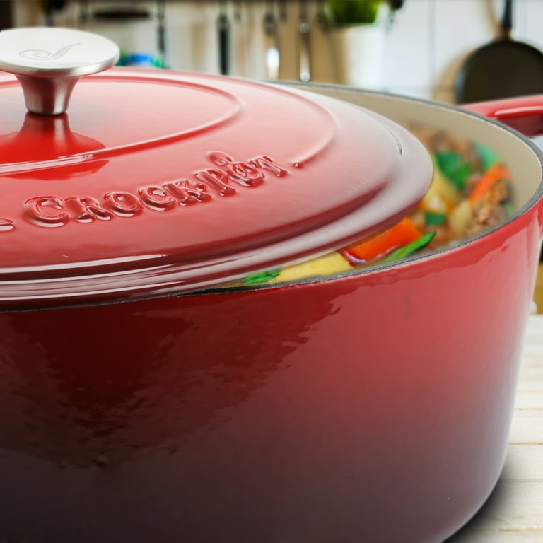 Crock-pot Artisan 7 qt. Enameled Cast Iron Oval Dutch Oven in Scarlet