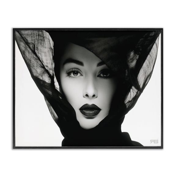 Stupell Industries Art Deco Intense Woman Gaze Black Framed Giclee Art, 20 x 16, by RB