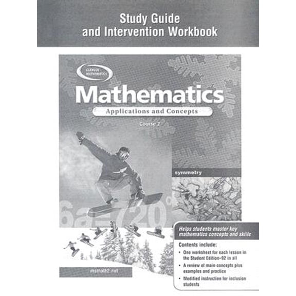 Pre-Owned Math Applic & Conn Crse Mathematics: Applications and Concepts, Course 2, Study Guide and Intervention Workbook, (Paperback)