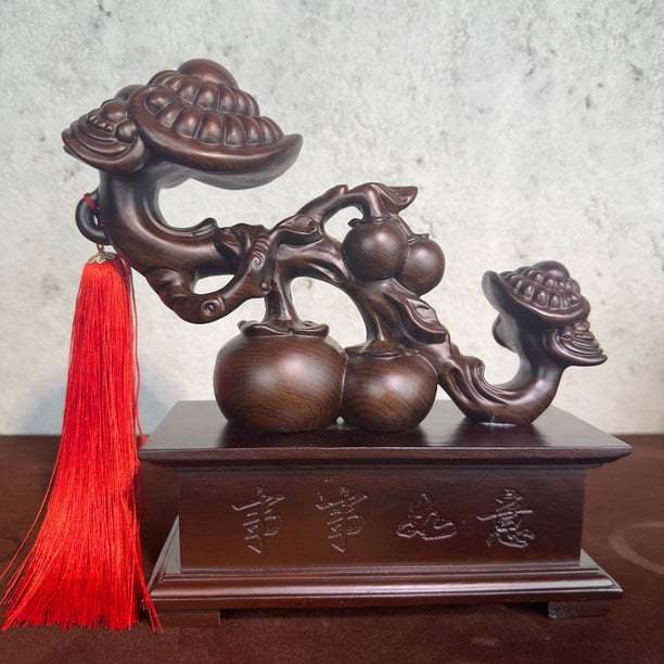 Rosewood carved persimmon symbolizing good fortune and auspiciousness; solid wood ornament for home, living room, TV stand, or office decoration.