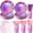 Iridescent Pink, variant on Iridescent Silver Party Supplies Decorations Serve 25, Disposable Holographic Paper Plates and Napkins Set for Mermaid Disco Birthday Graduation Party