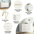 thumbnail image 3 of Commode à 6 Tiroirs, Commode à 6 Tiroirs, Grande Armoire de Rangement Commode au Design Moderne avec Base en Métal pour Chambre, Salon, Véranda, 3 of 7