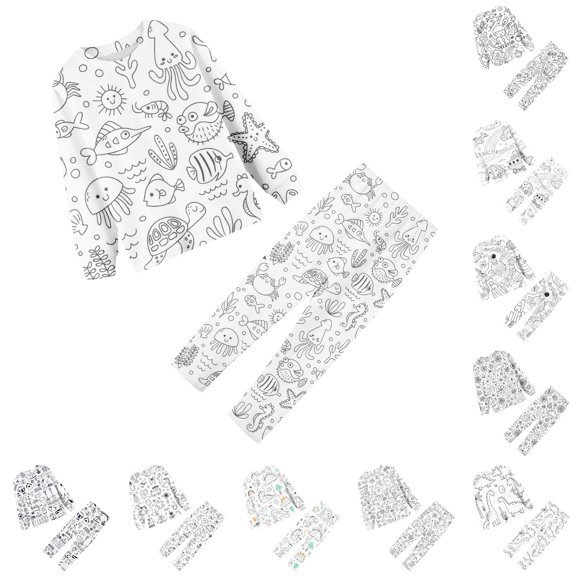LIIPEE Cartoon Graphic Pajamas For Boys Long Sleeve Tees And Pants Pajama Set 2 Piece Kids Autumn Comfortable Cute Everyday Sleepwear,6-7 Years