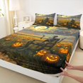 thumbnail image 4 of Manfei Cartoon Skull Halloween King Sheets,Turkey Pattern Bedding,4pcs,1 Flat Sheet,1 Fitted Sheet and 2 Pillowcases, 4 of 6