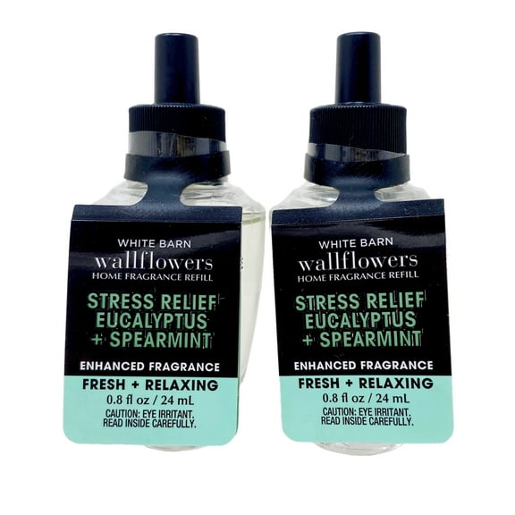 Bath & Body Works Wallflowers Home Fragrance Refill Stress Relief Eucalyptus Spearmint 2 Pack