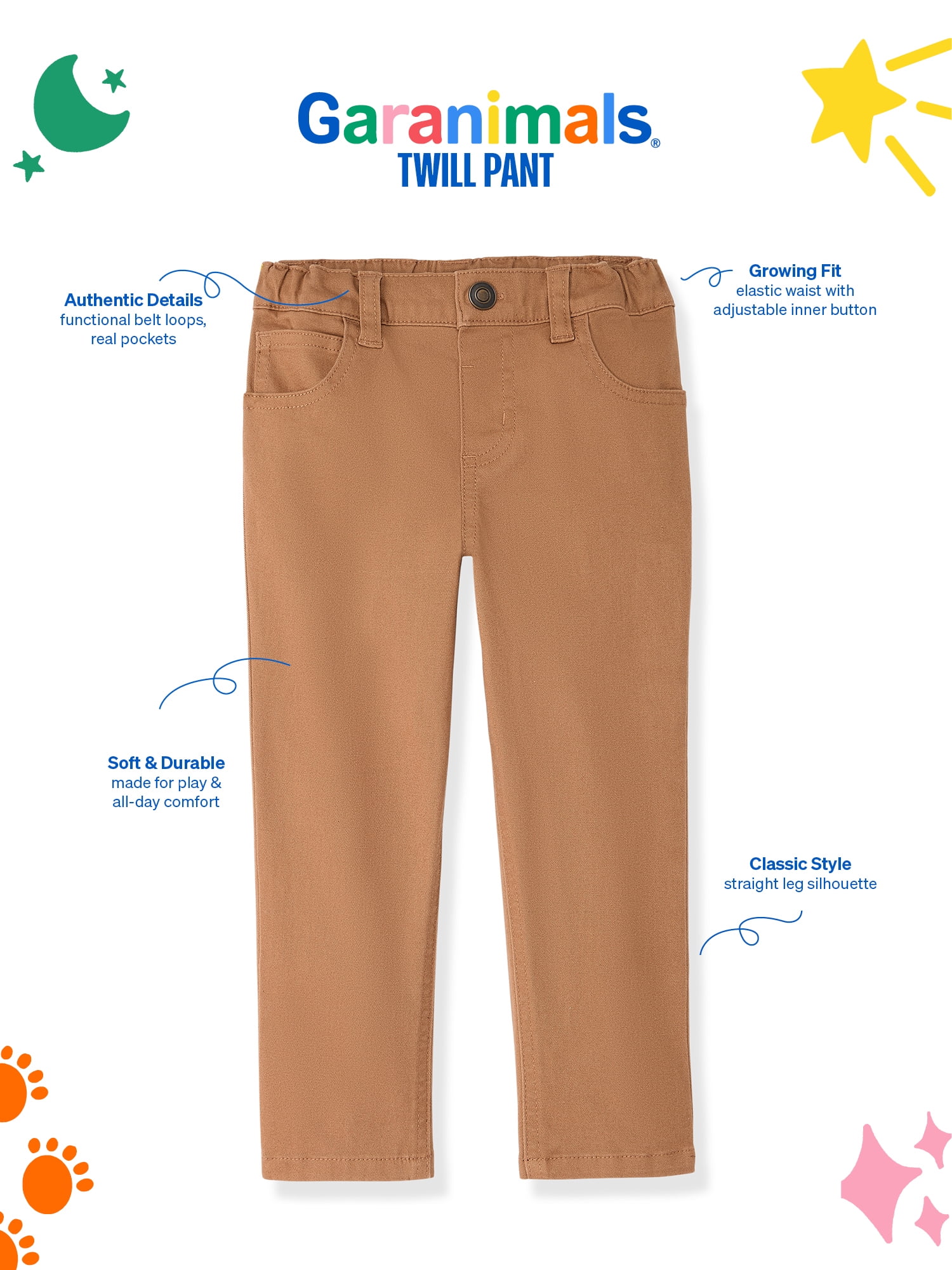 Garanimals Newborn, Baby & Toddler Boys Straight Leg Twill Pants, Sizes 0-6T