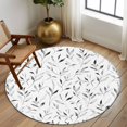 thumbnail image 3 of Gray Leaf Round Area Rug 5 FT, Non Slip Bedroom Rugs, Modern Botanical Foliage Plant Country Pastoral Washable Soft Circular Carpet Non-Shedding Floor Mat for Kitchen Dining Room Foyer Balcony Dorm, 3 of 8