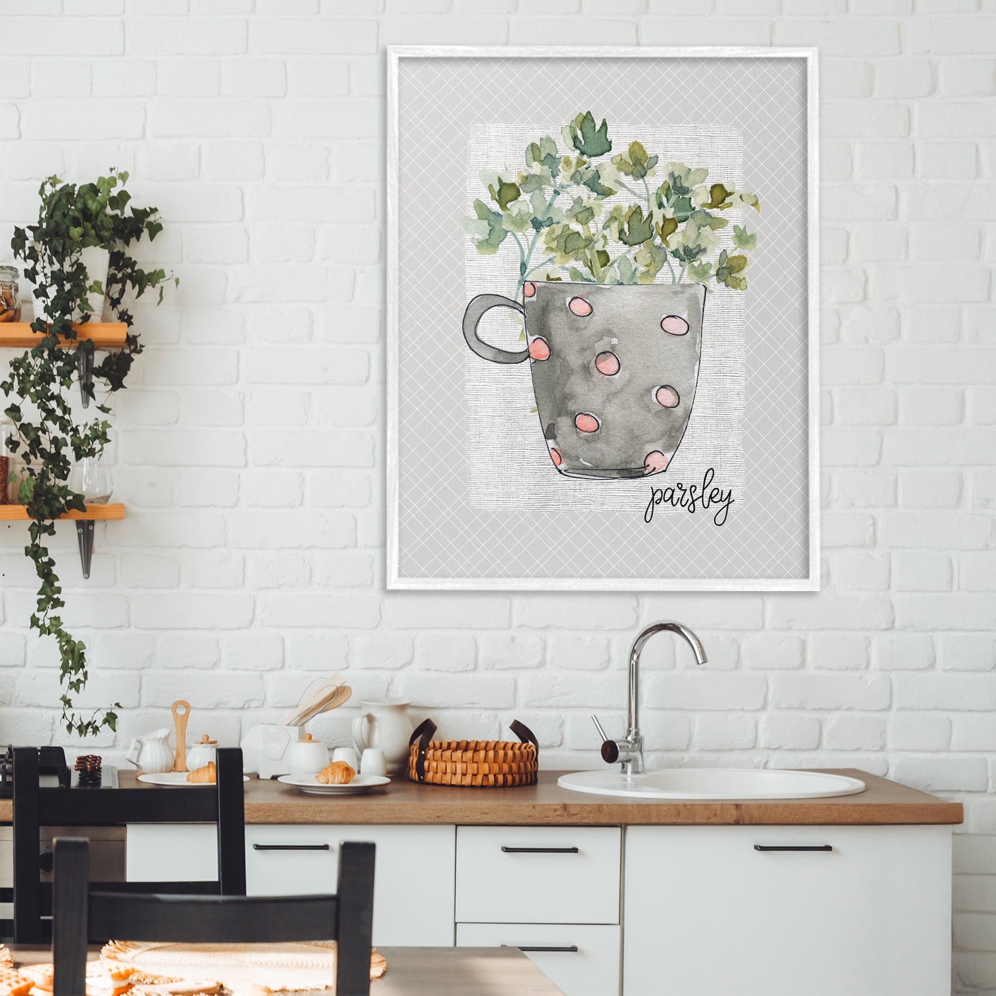 Stupell Industries Parsley Herb Mug White Framed Giclee Art, design by Livi Finn